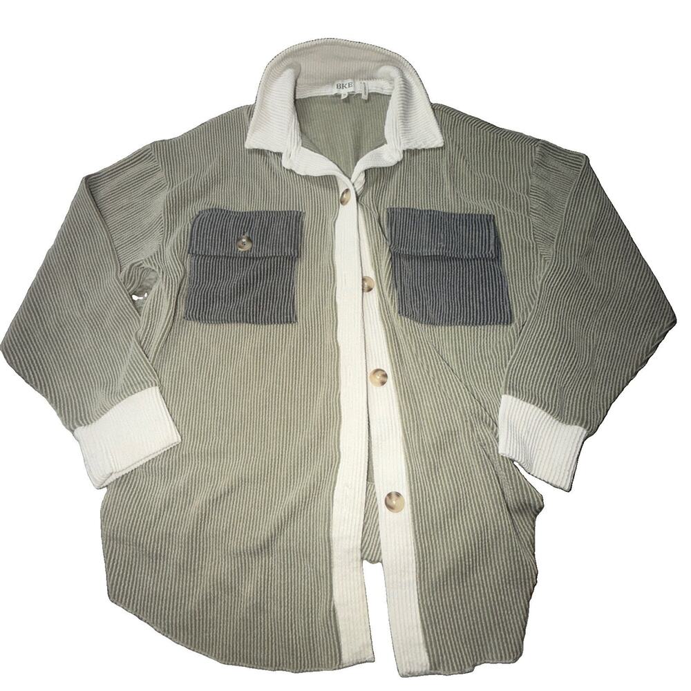 Women’s BKE Color Block Button Up Olive Blouse Size Xs (am29)